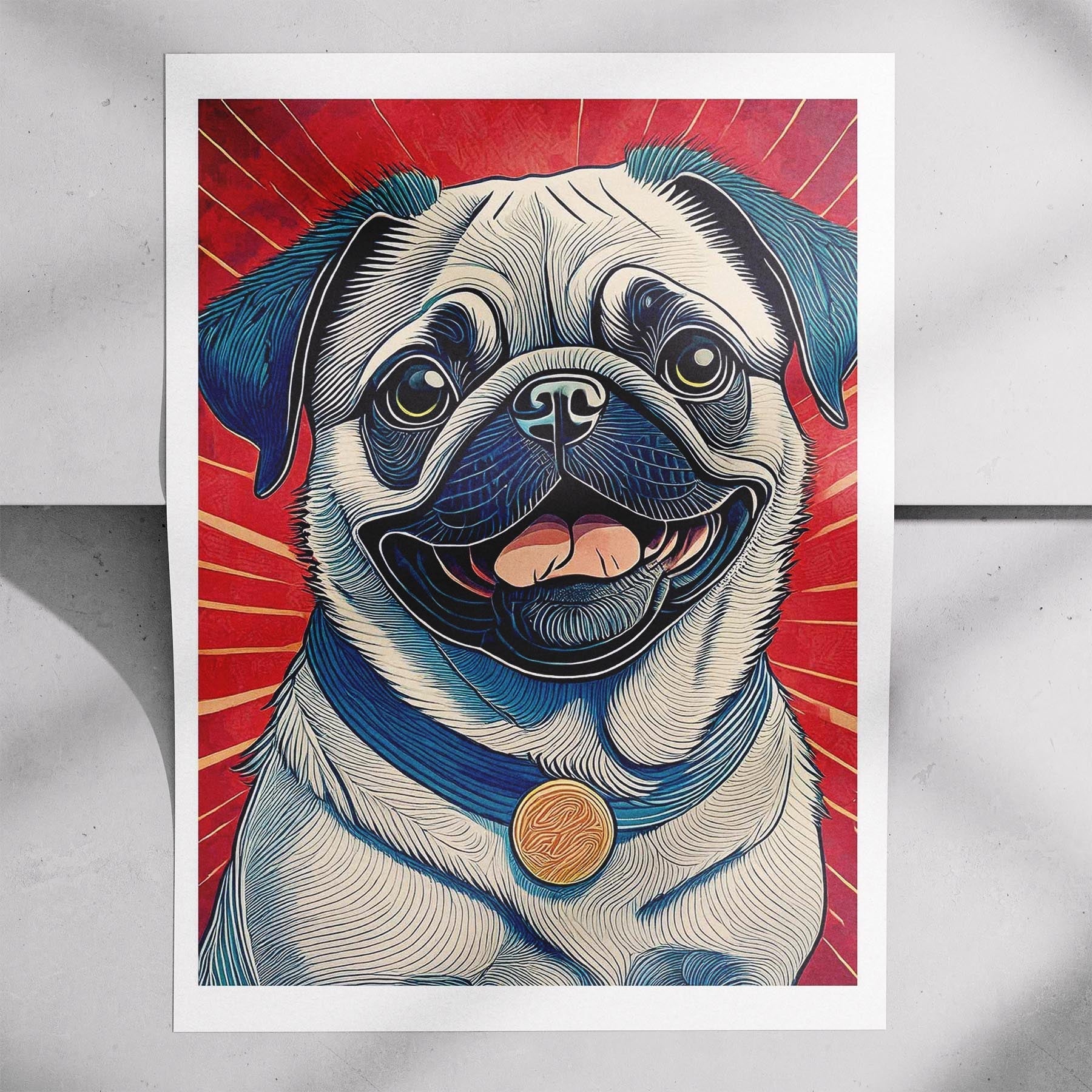 Pug Hokusai Japanese Inspired Dog Series 1 image 7