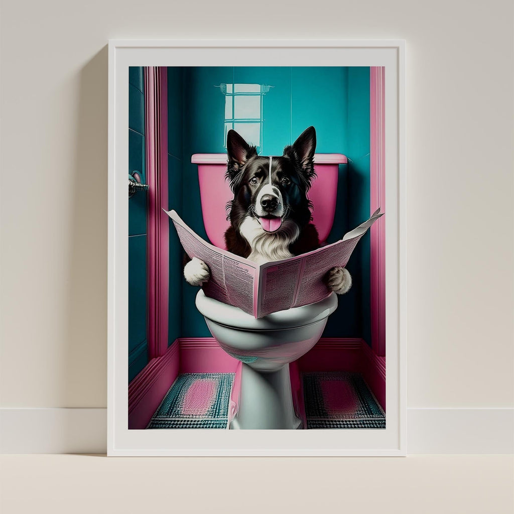 Border Collie Toilet Dogs PInk and Turquise image 9