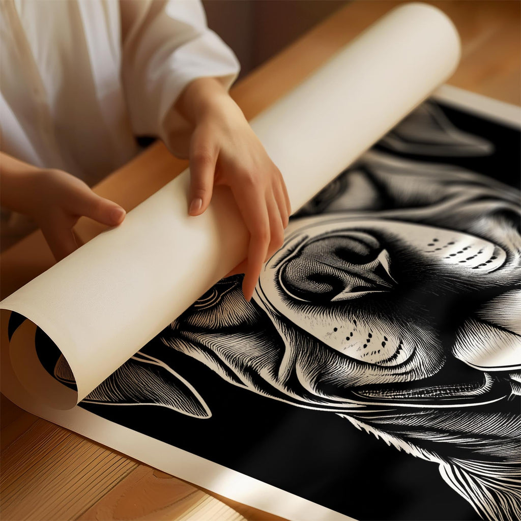 Dogue de Bordeaux Line Dog Series in Black and White image 1