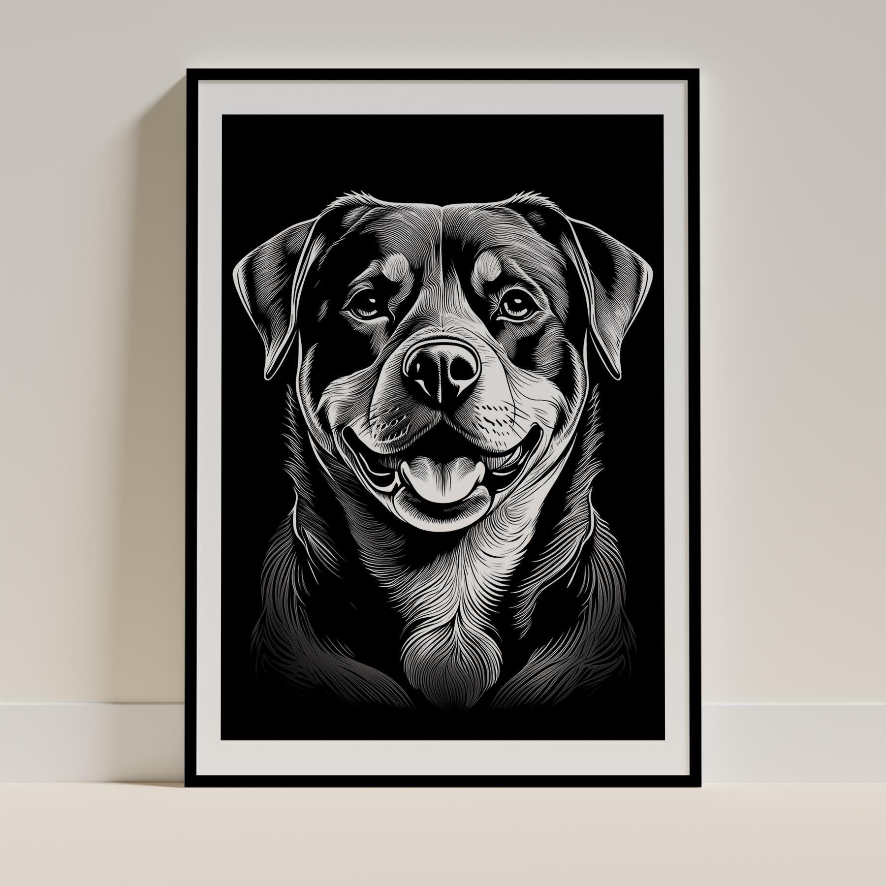 Rottweiler Line Dog Series in Black and White image 0