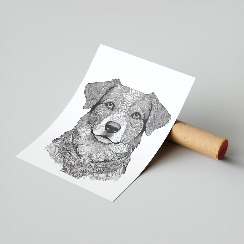 Australian Shepherd Mandala Black and White Dog Series image 6