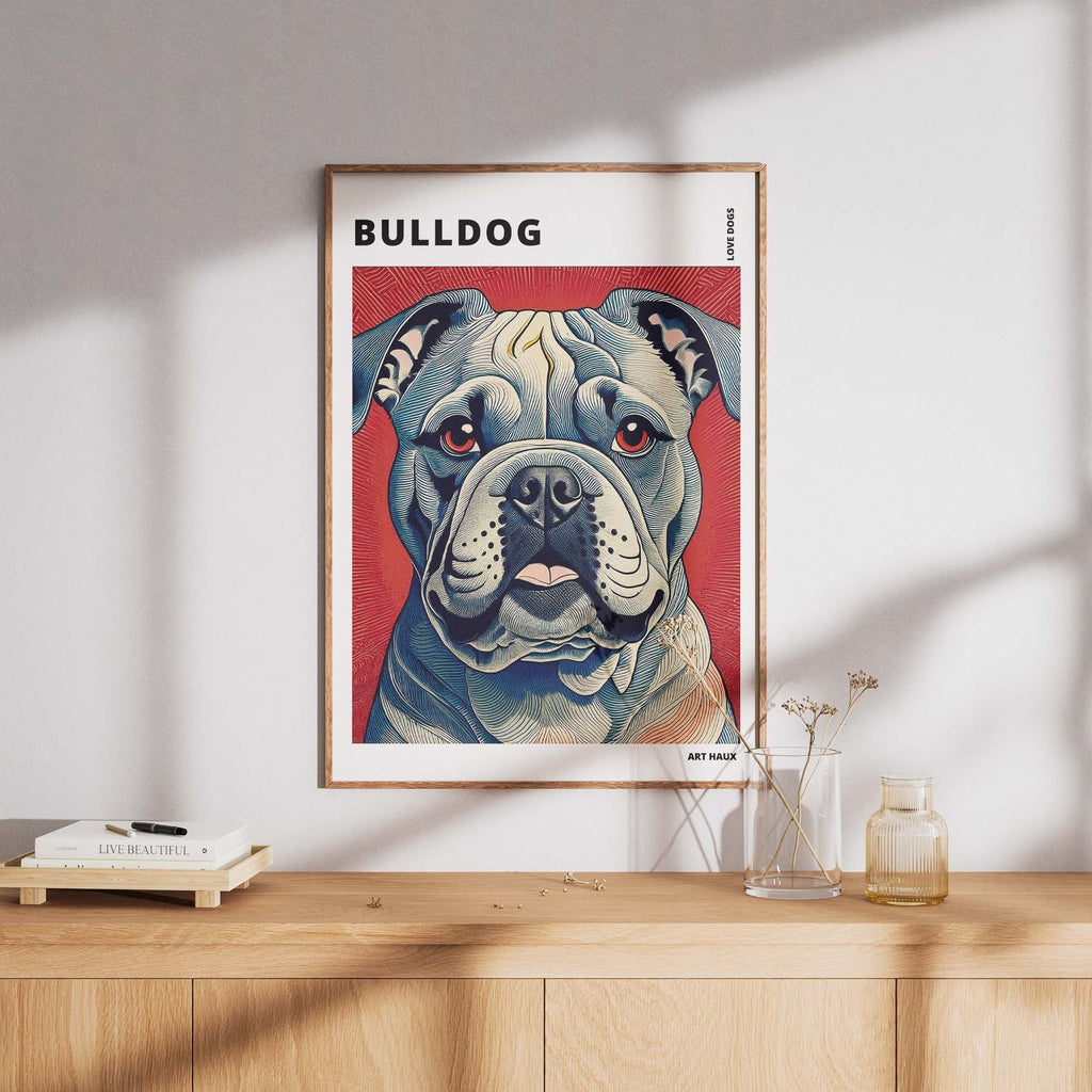 Bulldog Hokusai Japanese Inspired Dog Series with Text image 7