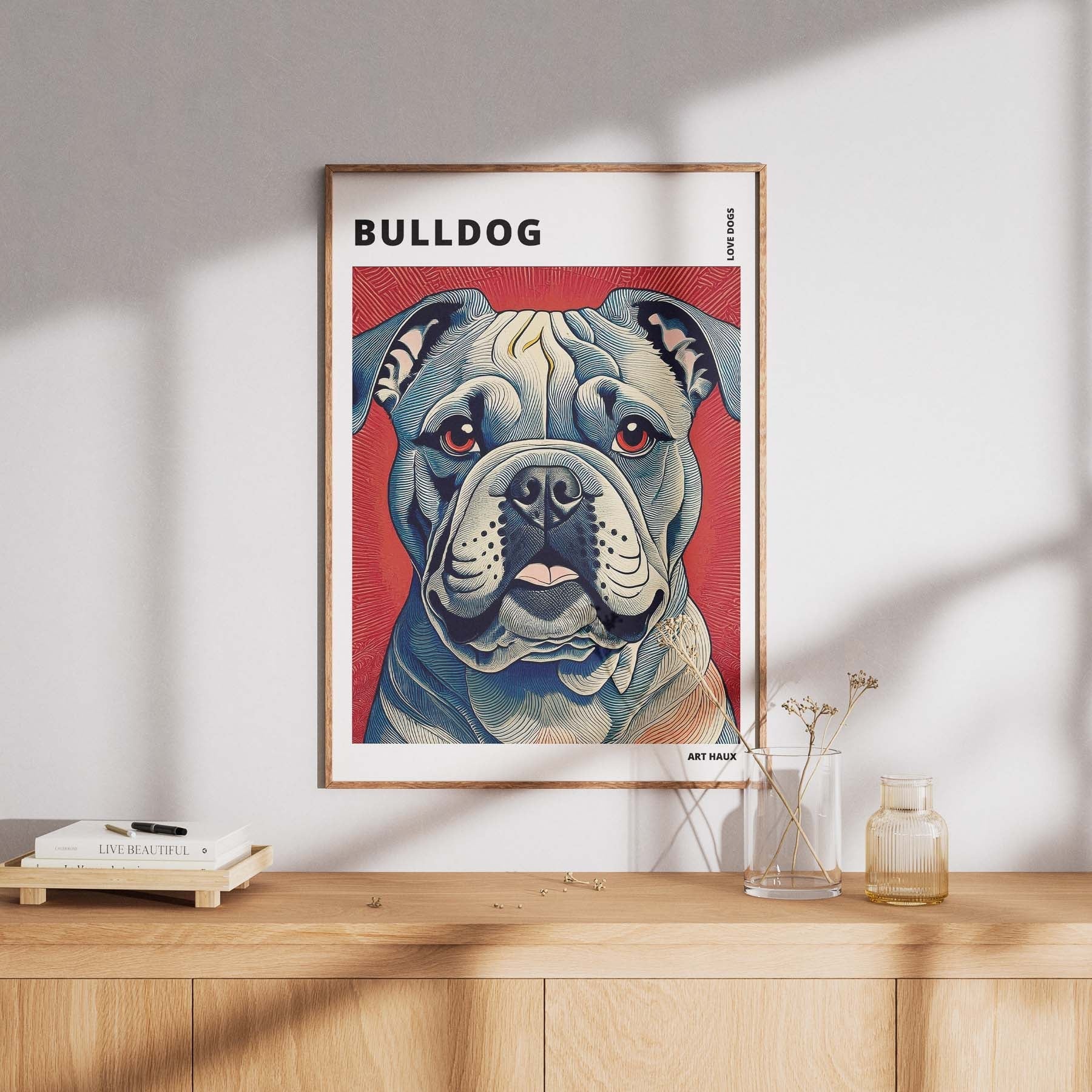 Bulldog Hokusai Japanese Inspired Dog Series with Text image 7