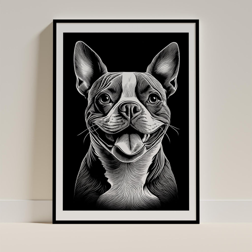Boston Terrier Line Dog Series in Black and White image 0