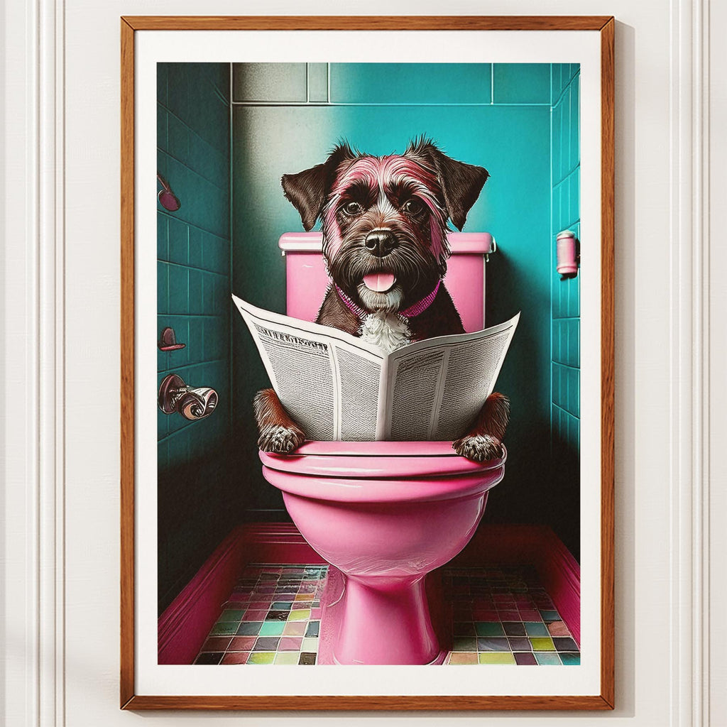 Border Terrier Toilet Dogs PInk and Turquise image 10