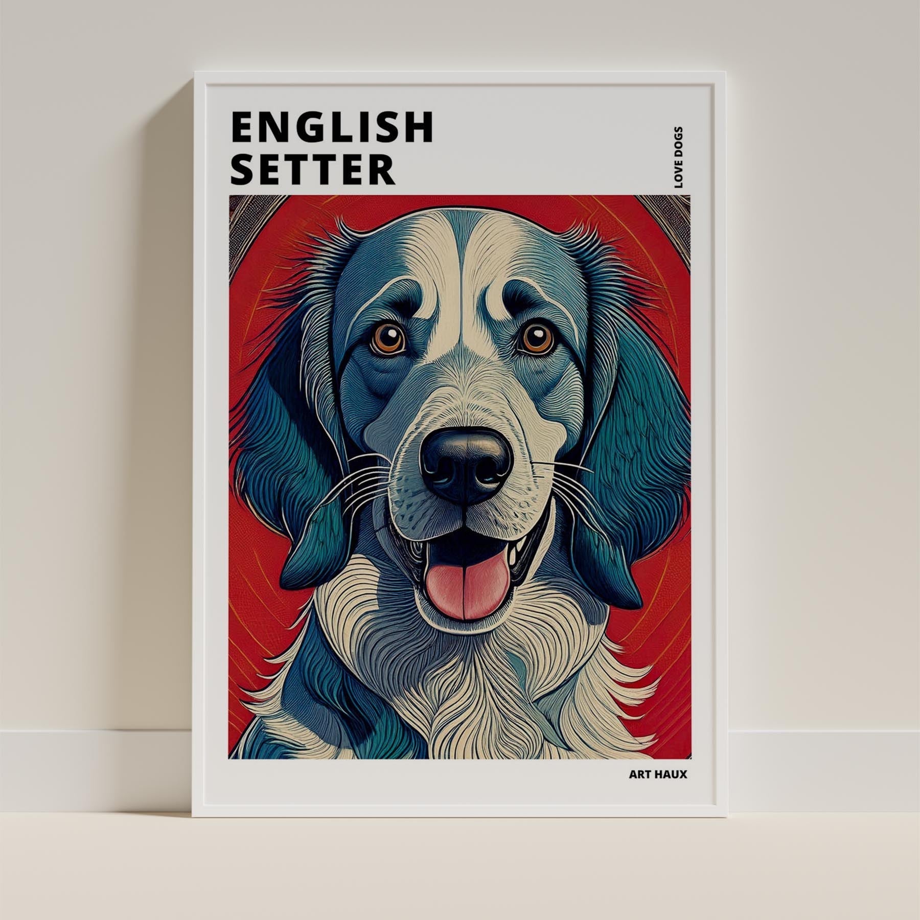 English Setter Hokusai Japanese Inspired Dog Series with Text image 8