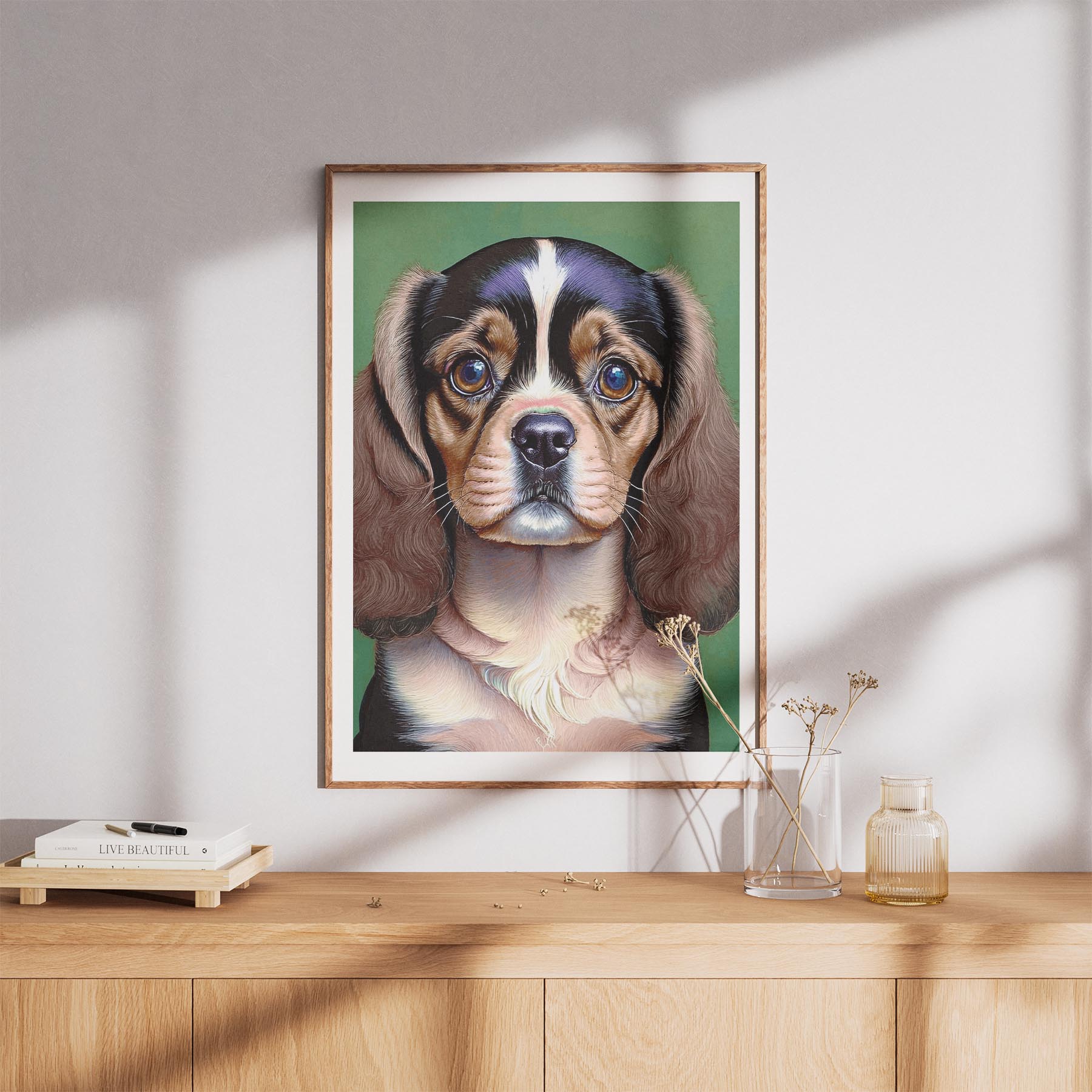 Cavalier Spaniel Green Painted Series image 8