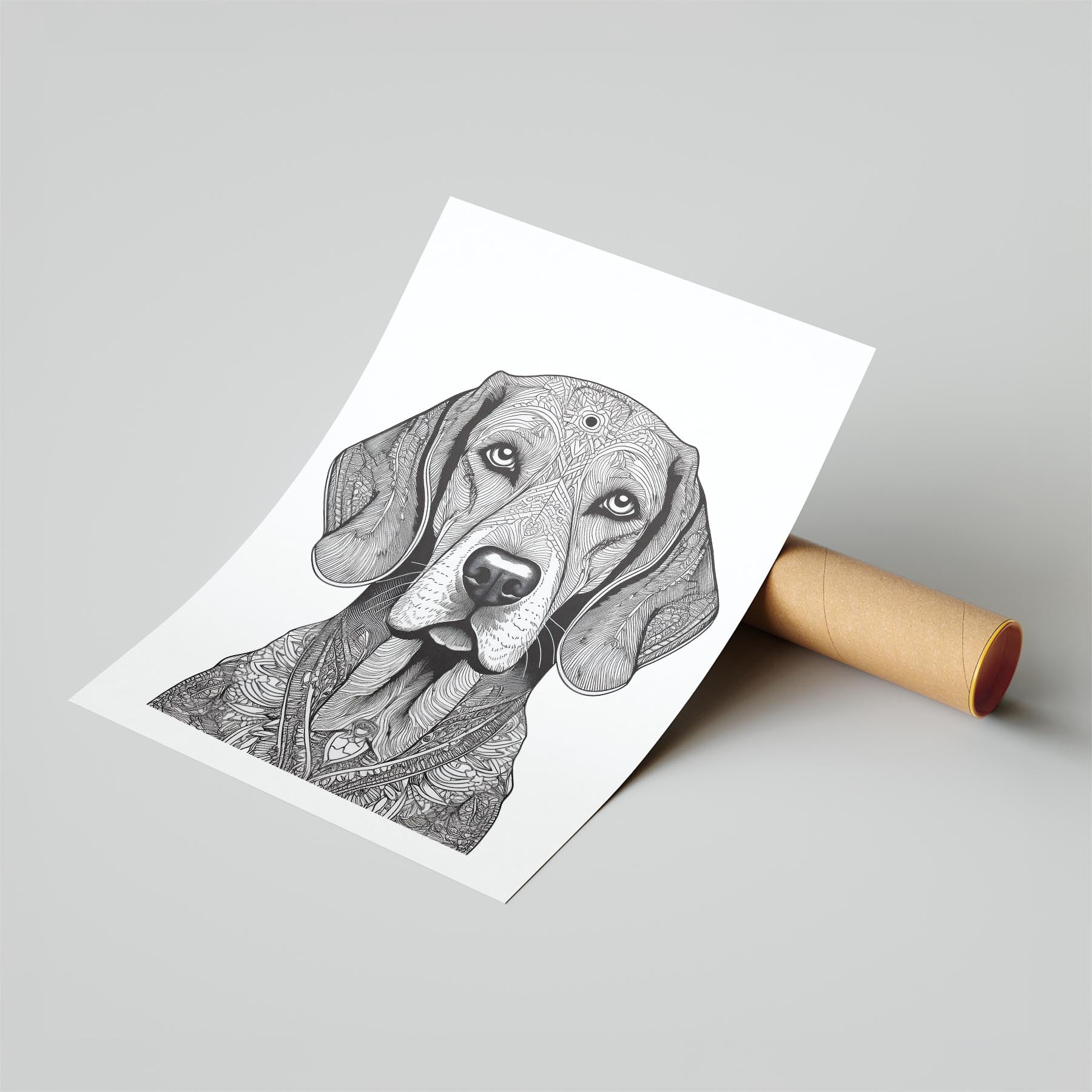 Bloodhound Mandala Black and White Dog Series image 6