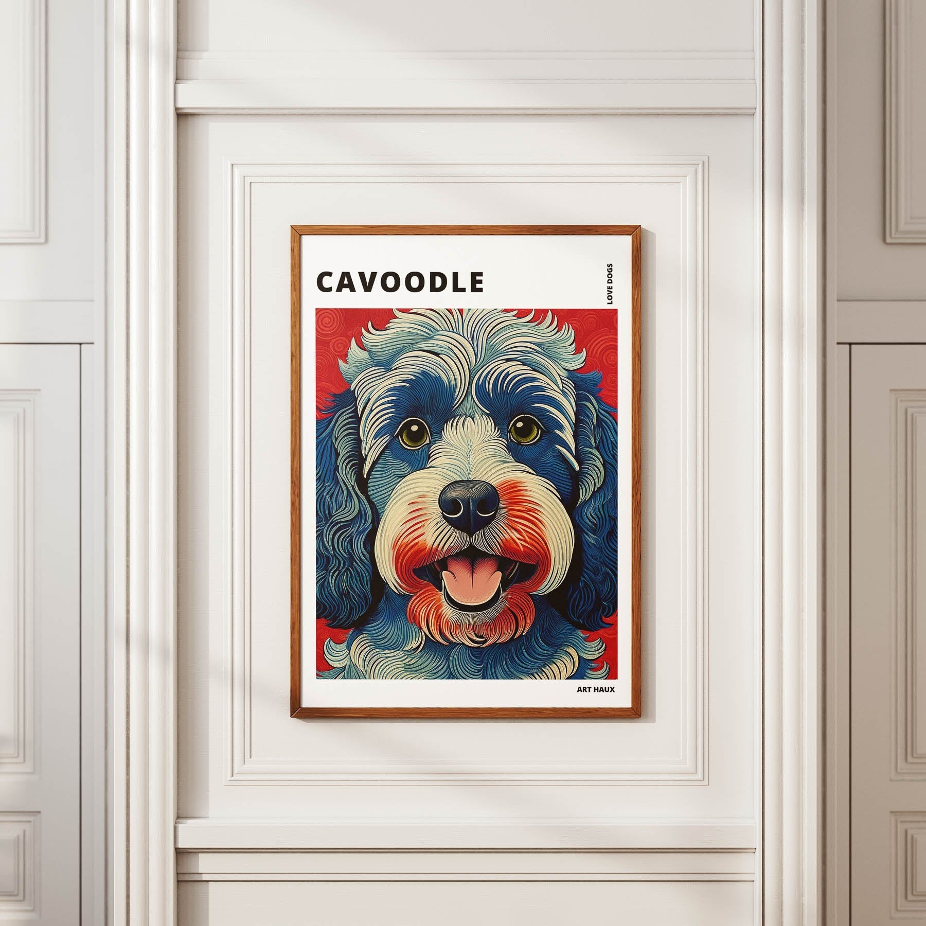 Cavoodle Hokusai Japanese Inspired Dog Series with Text image 3