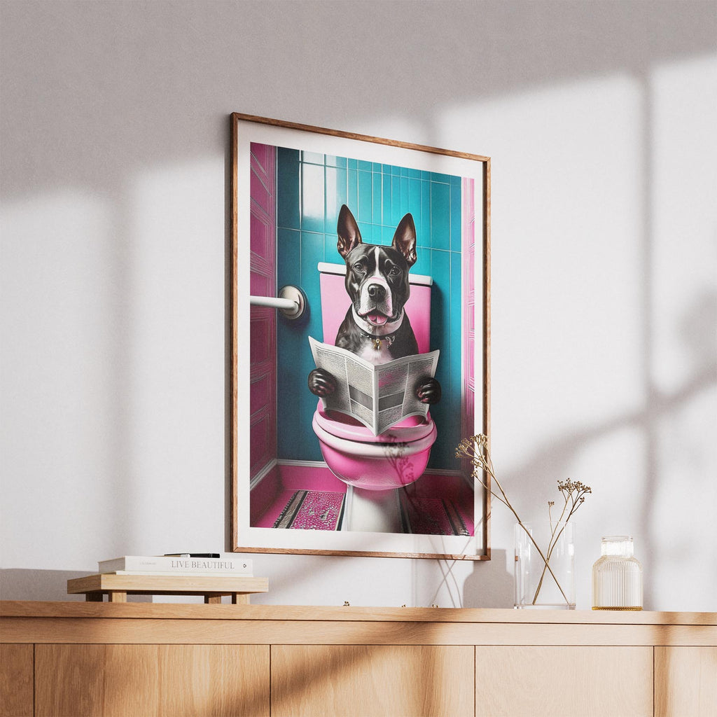 American Staffordshire Terrier Toilet Dogs PInk and Turquise image 5