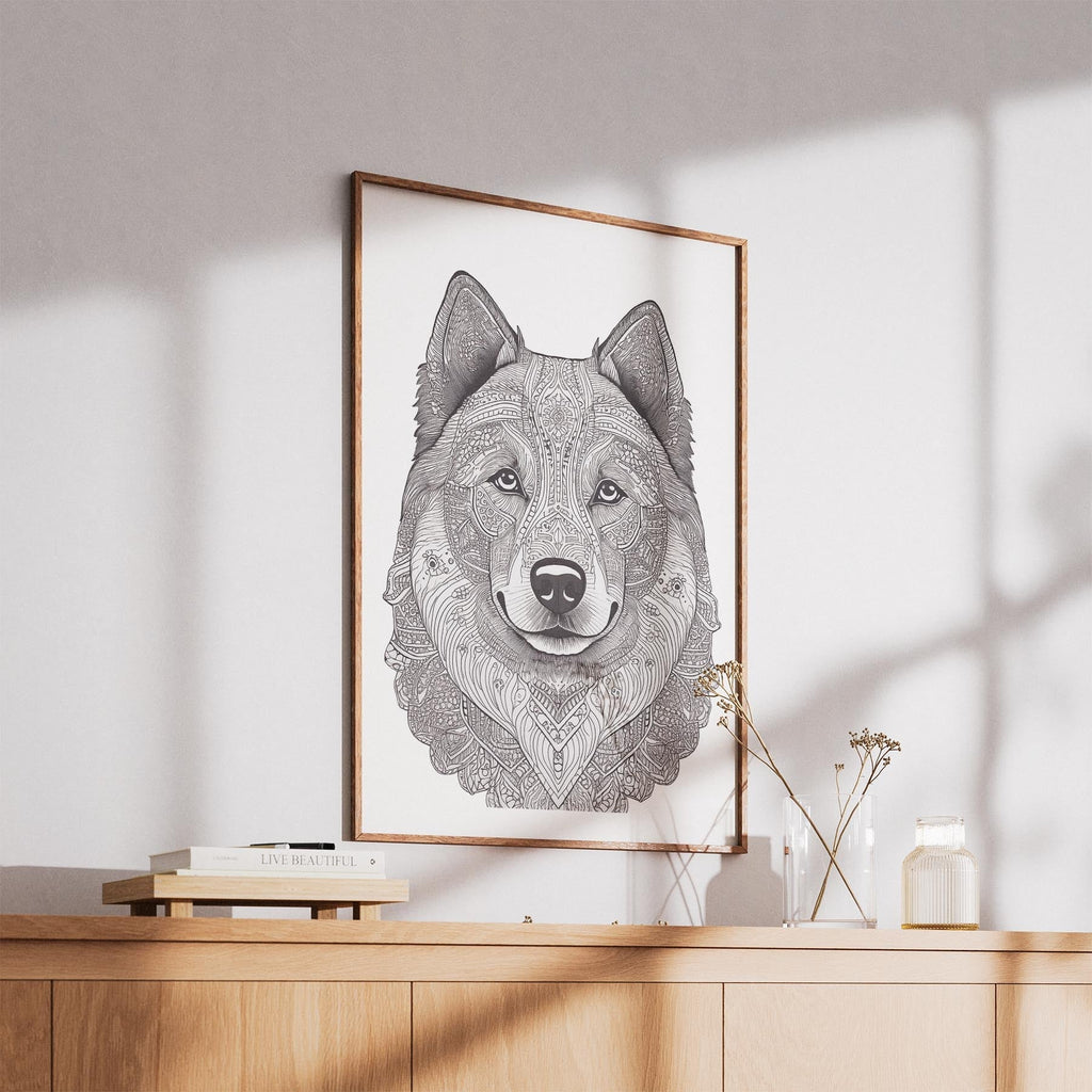 Samoyed Mandala Black and White Dog Series image 5