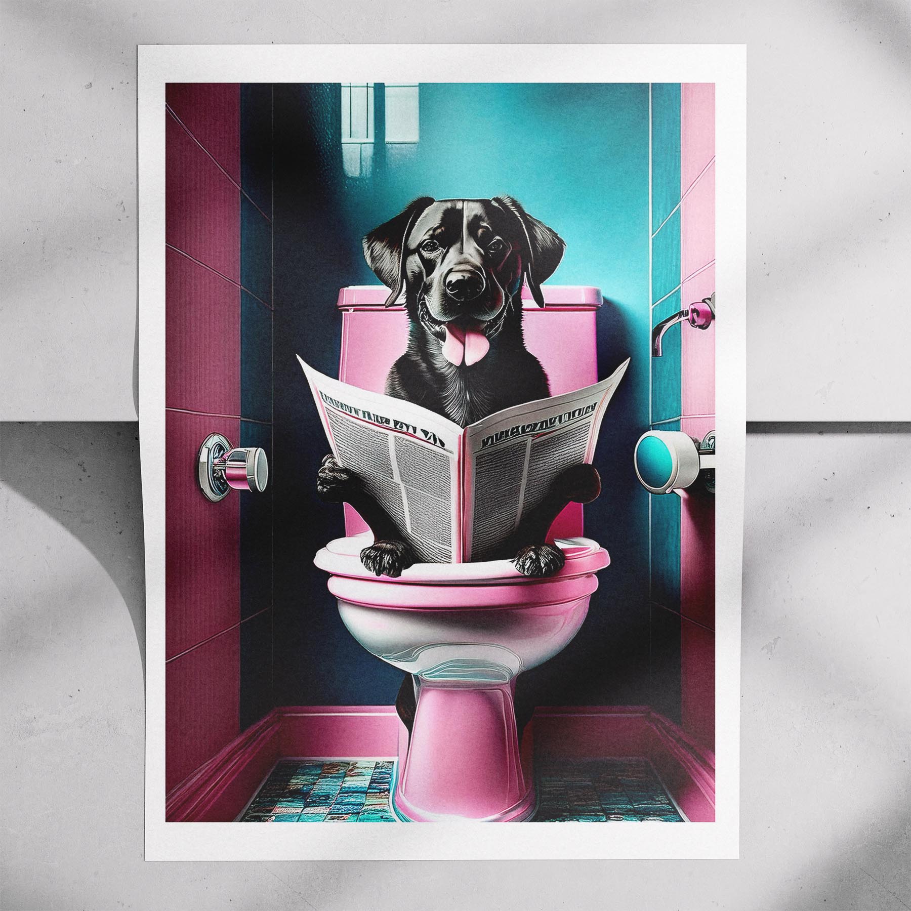 Labrador Retriever Toilet Dogs PInk and Turquise image 7
