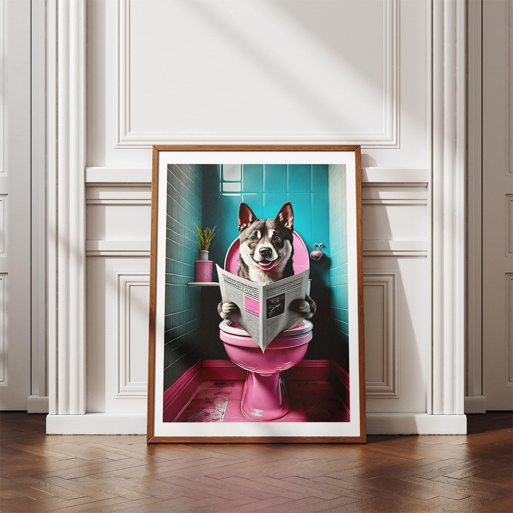 Shiba Toilet Dogs PInk and Turquise image 4