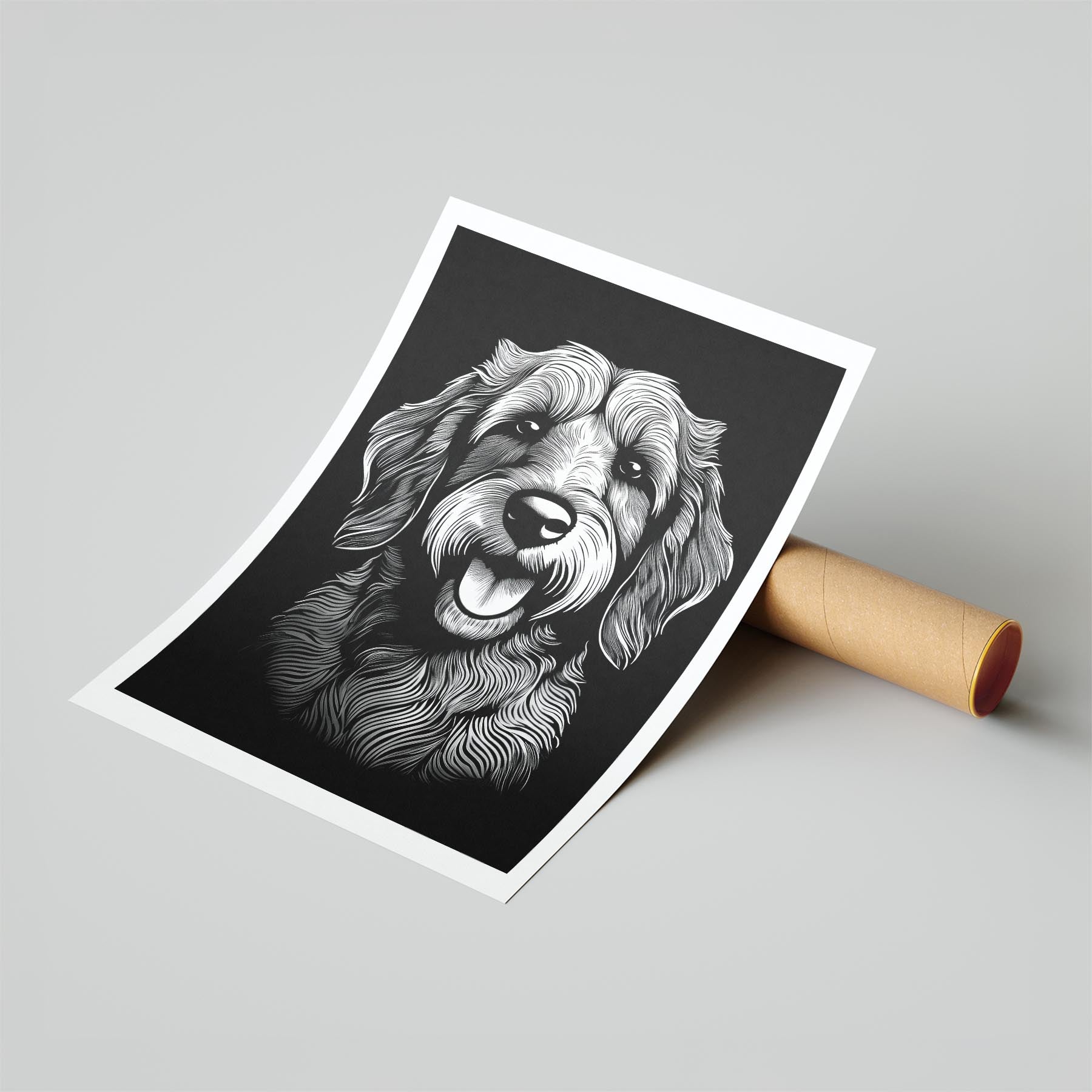 Groodle Line Dog Series in Black and White image 6