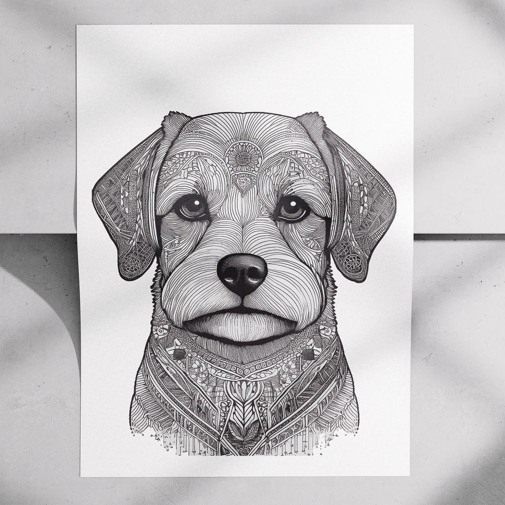 Maltese Mandala Black and White Dog Series image 7