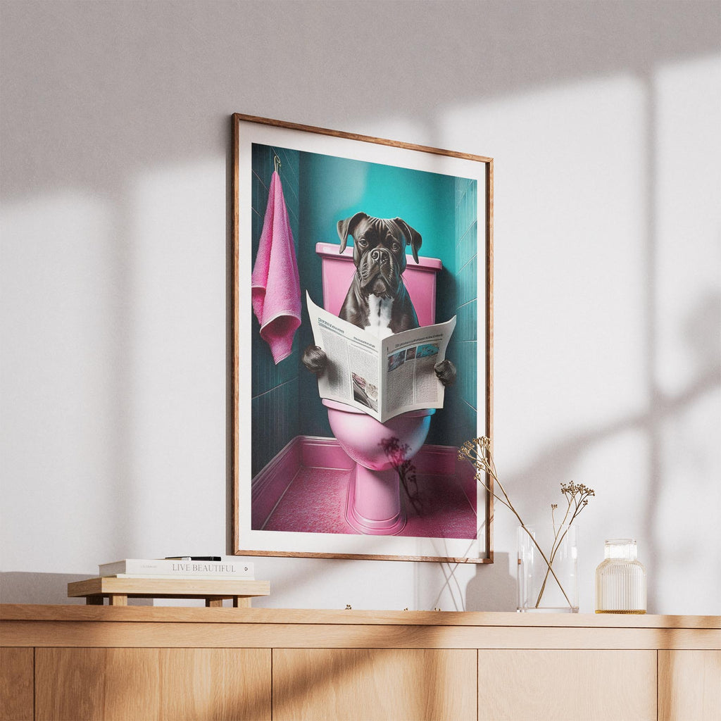 Boxer Toilet Dogs PInk and Turquise image 5