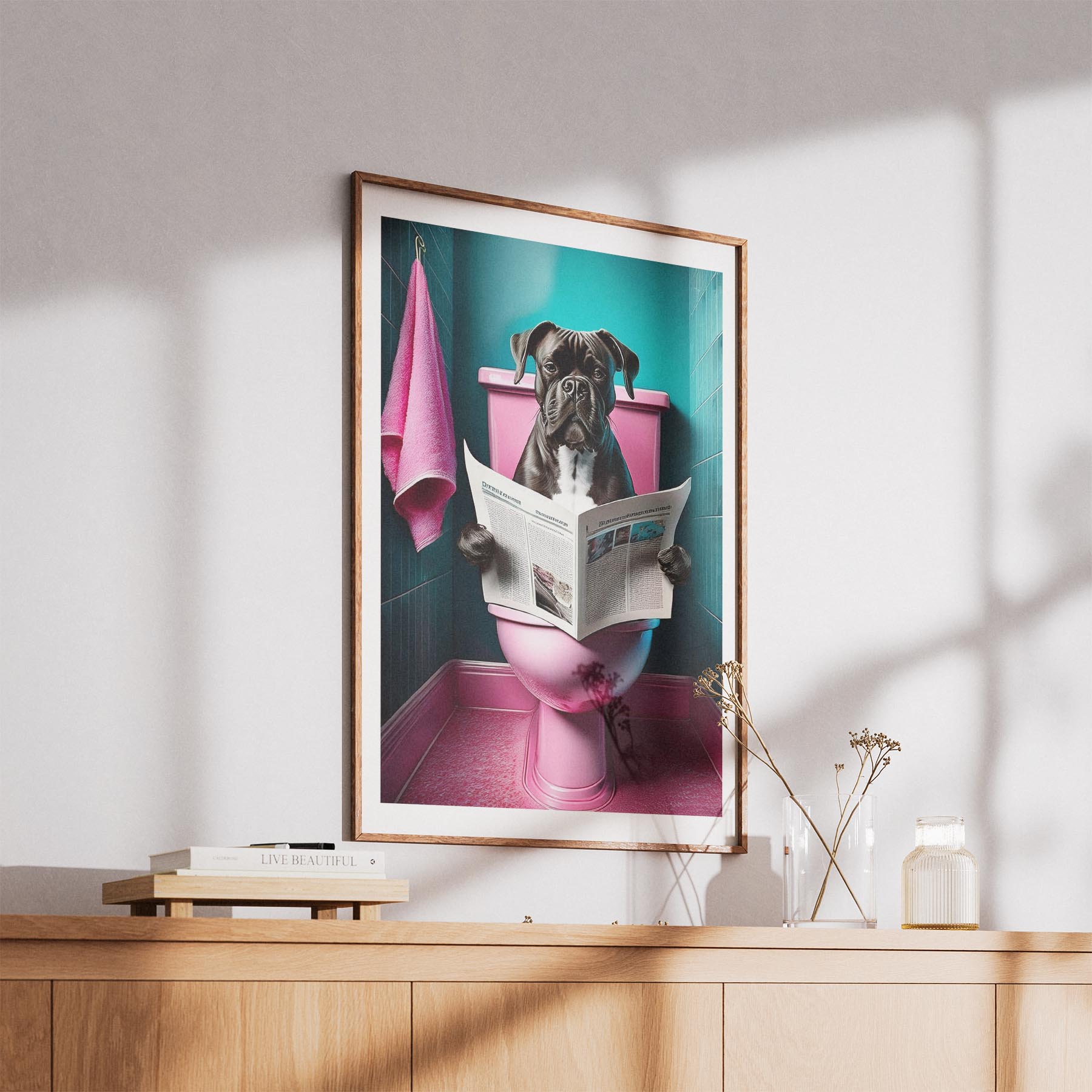 Boxer Toilet Dogs PInk and Turquise image 5