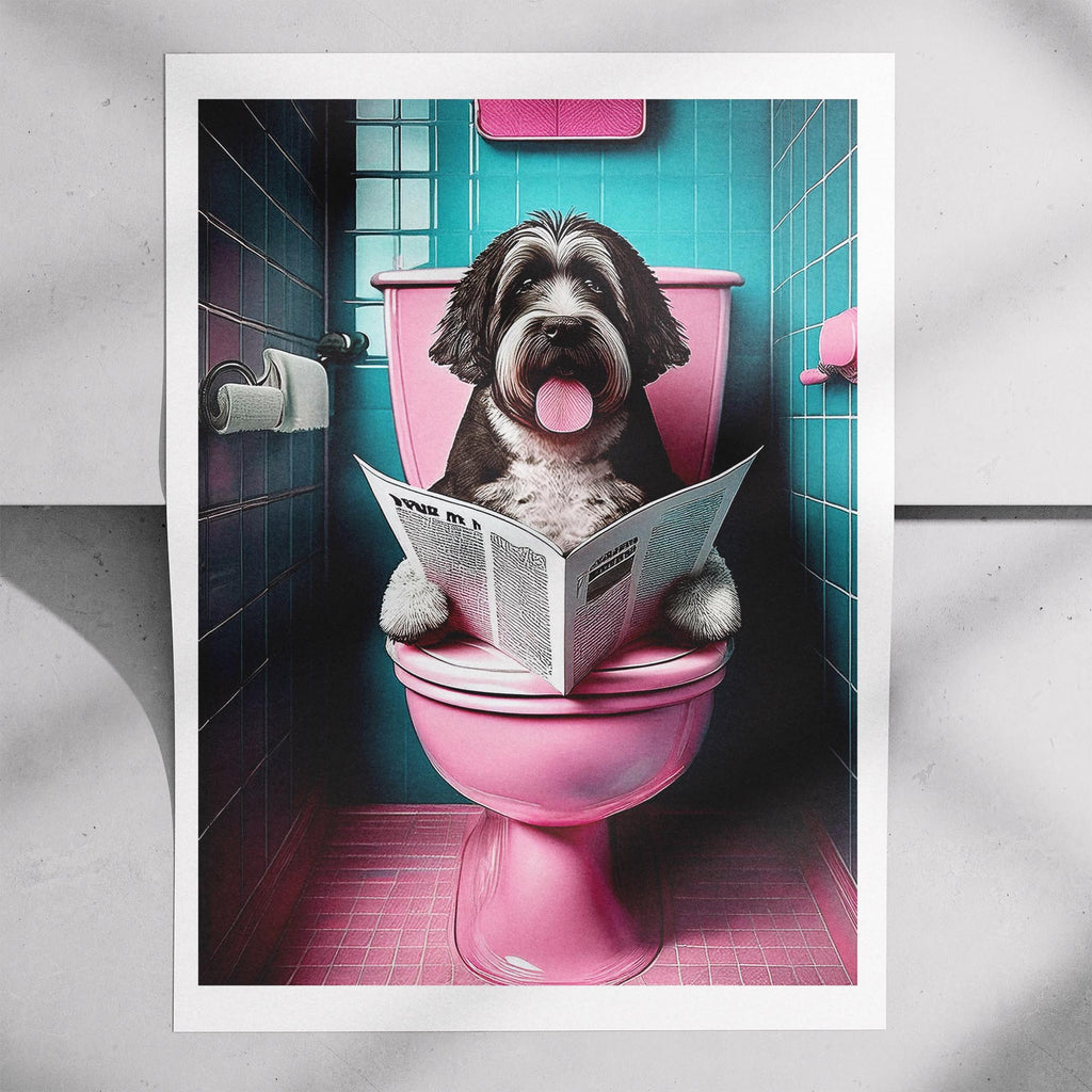 Old English Sheepdog Toilet Dogs PInk and Turquise image 7