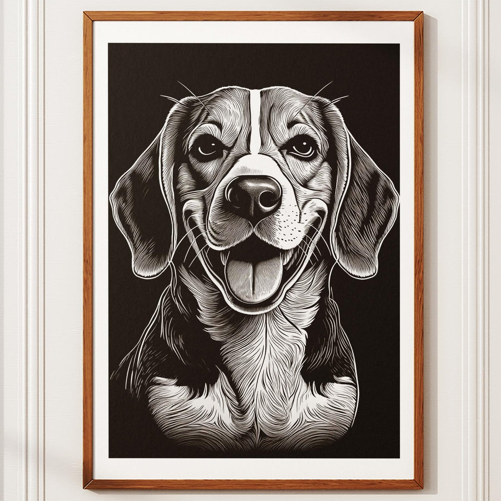 Beagle Line Dog Series in Black and White image 10