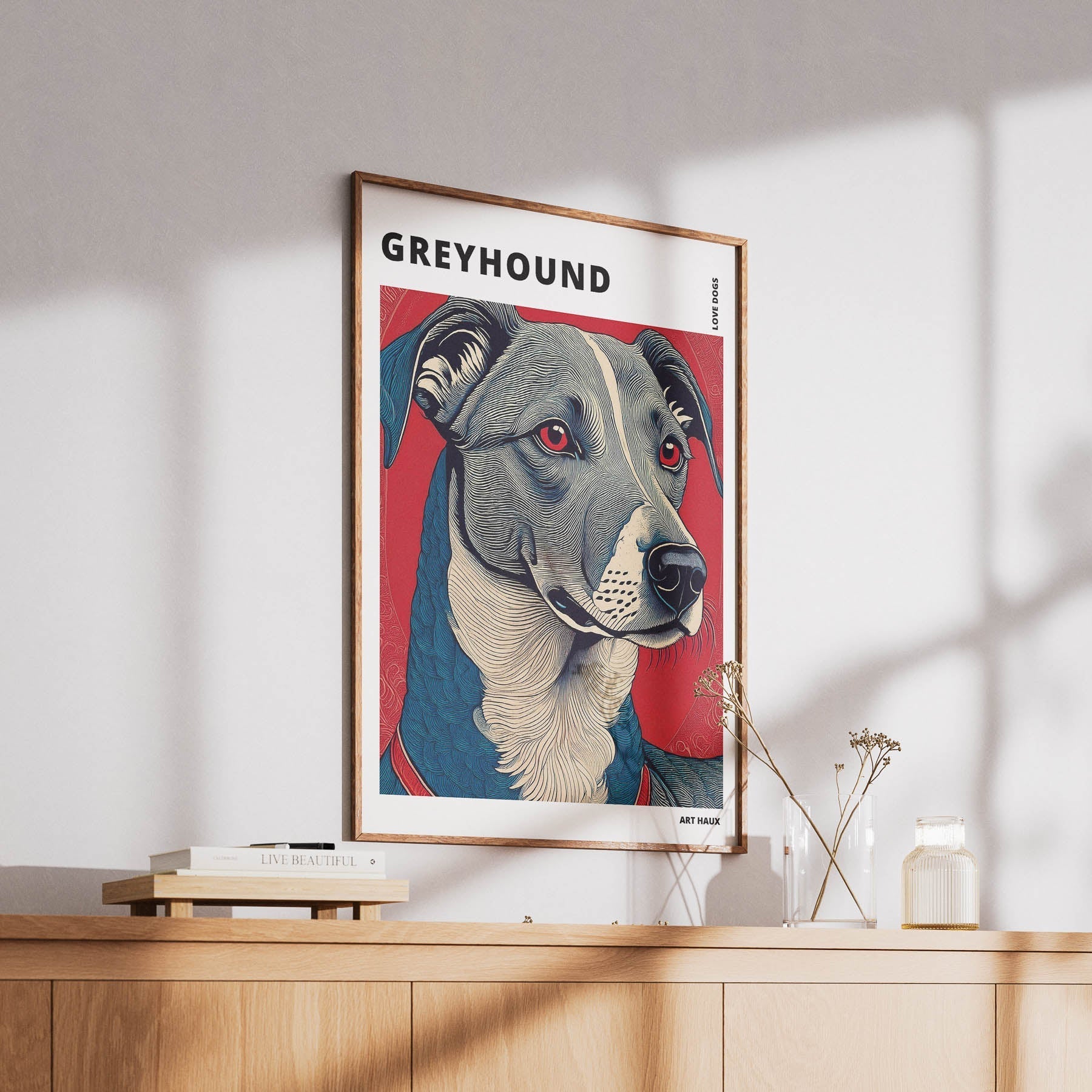 Greyhound Hokusai Japanese Inspired Dog Series with Text image 5