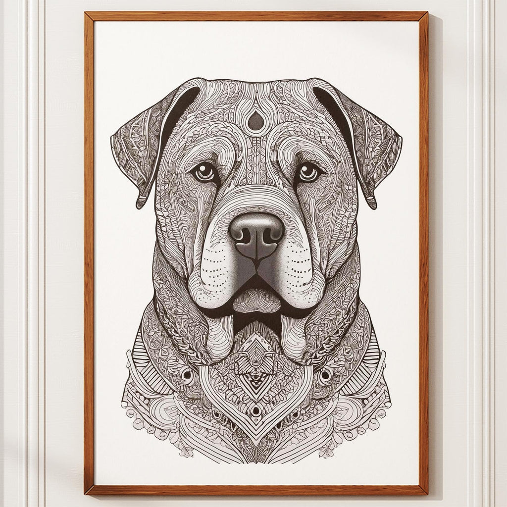 Shar Pei Mandala Black and White Dog Series image 10
