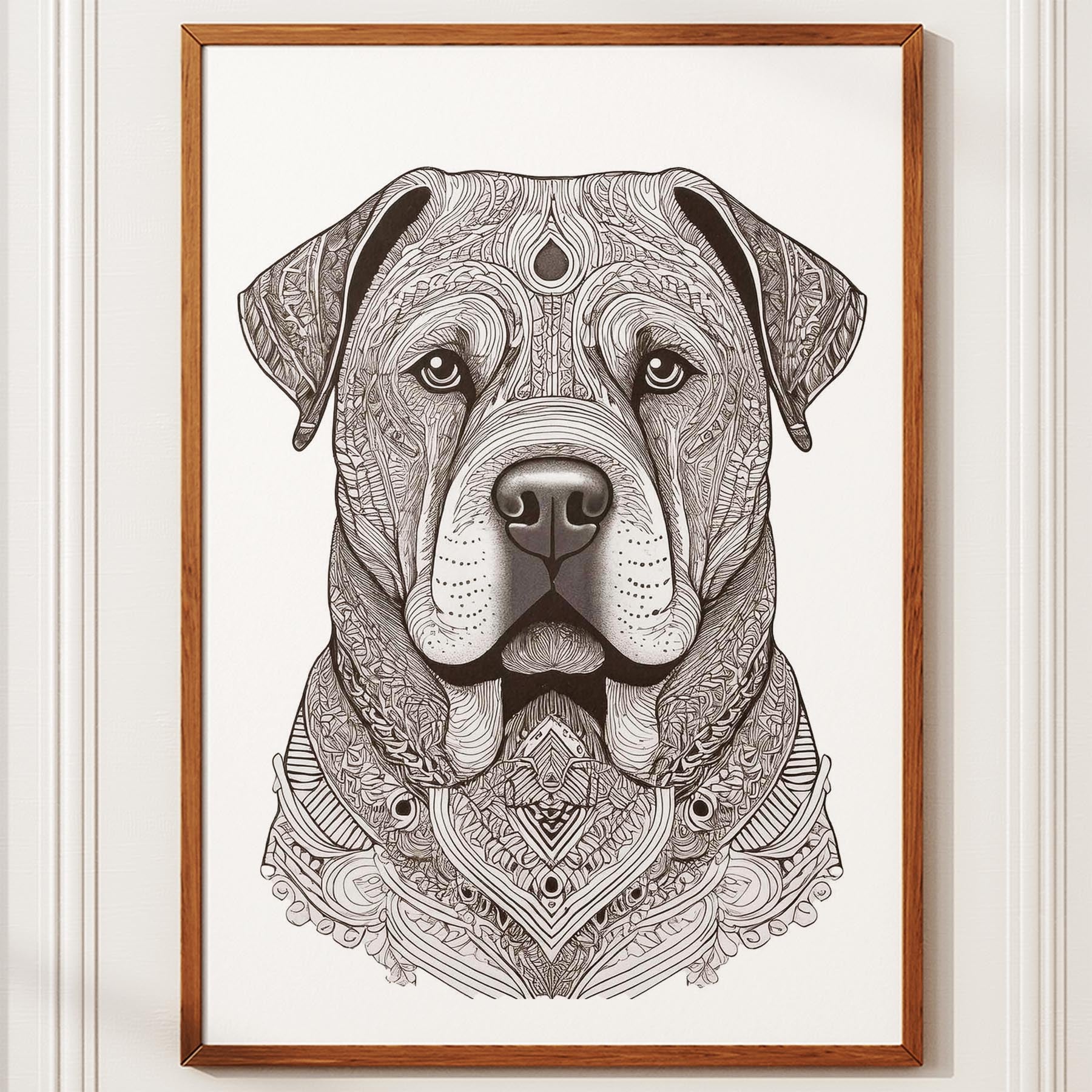 Shar Pei Mandala Black and White Dog Series image 10