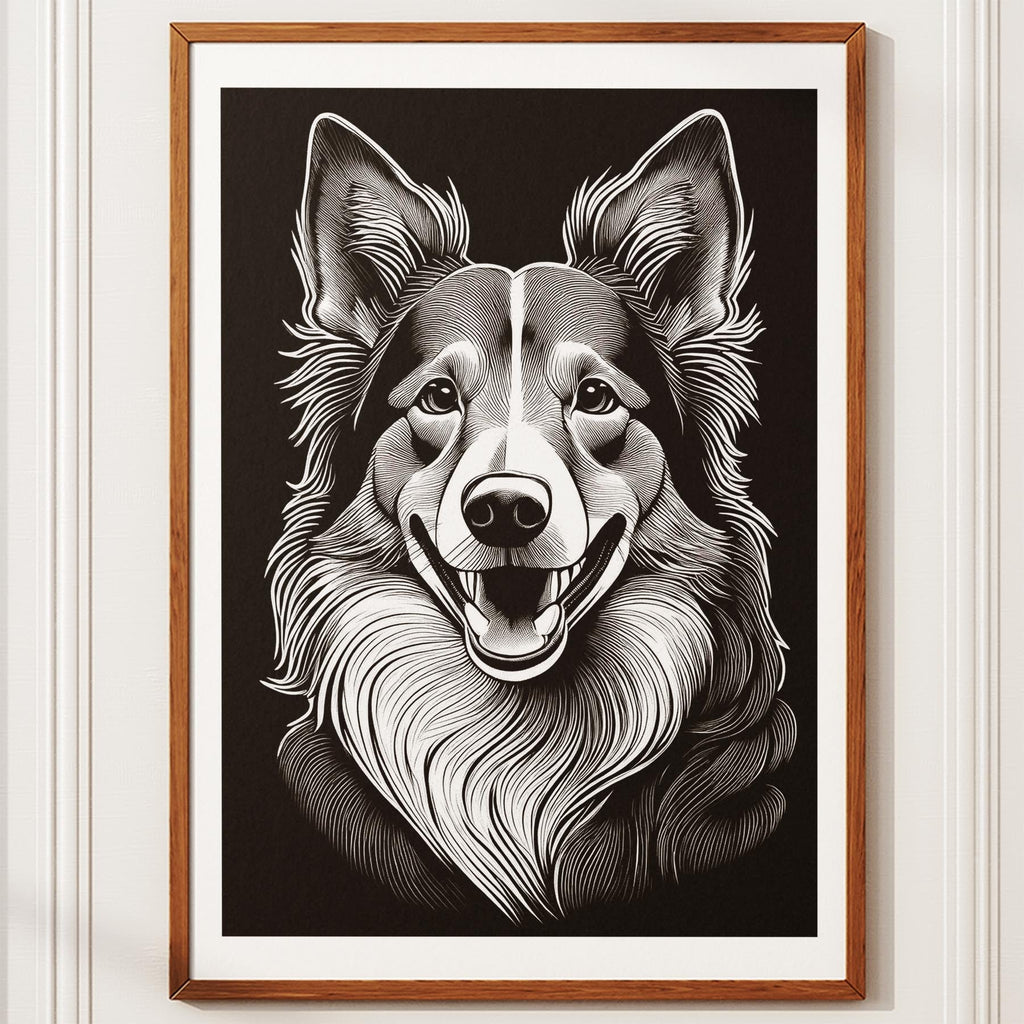 Shetland Sheepdog Line Dog Series in Black and White image 10