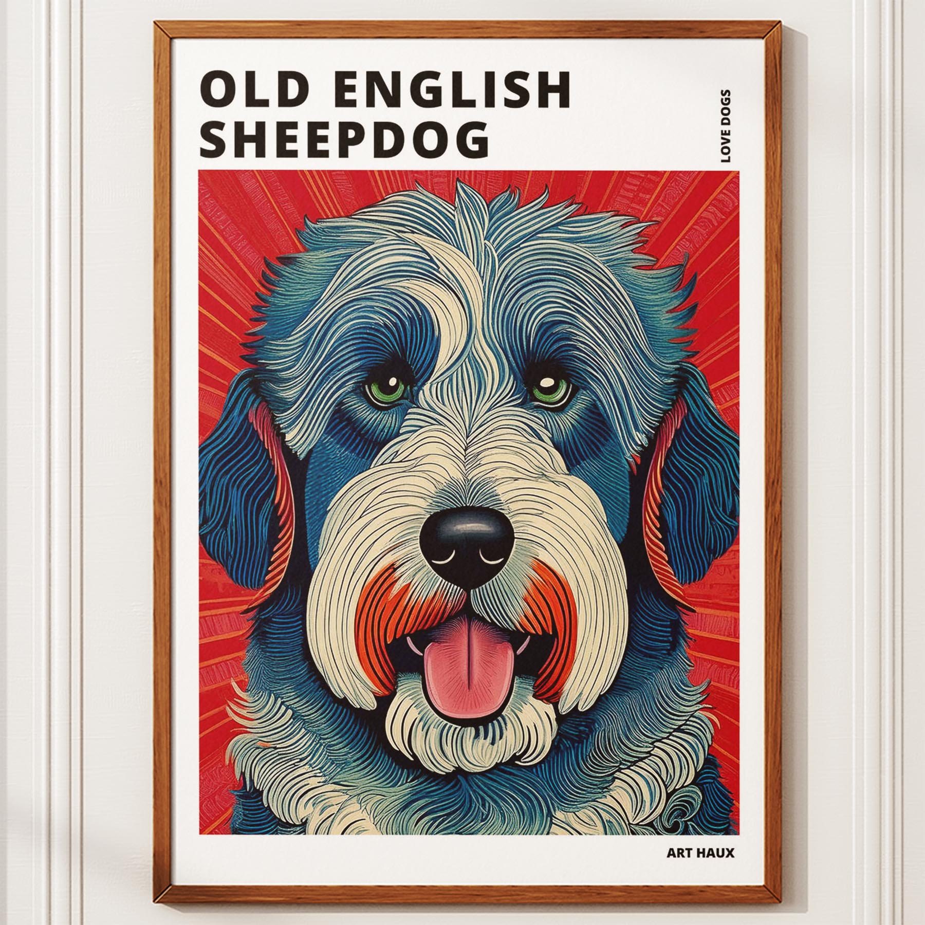 Old English Sheepdog Hokusai Japanese Inspired Dog Series with Text image 9