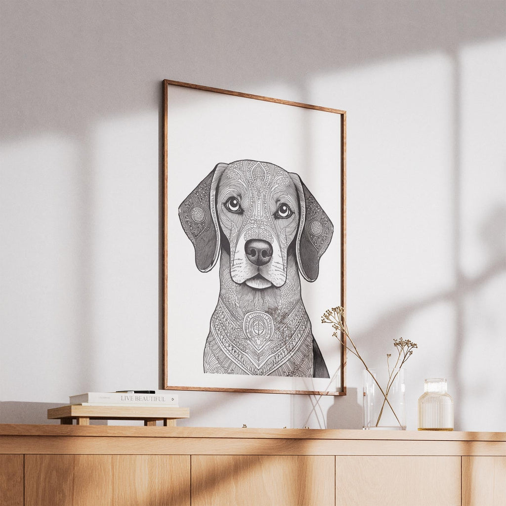 Beagle Mandala Black and White Dog Series image 5