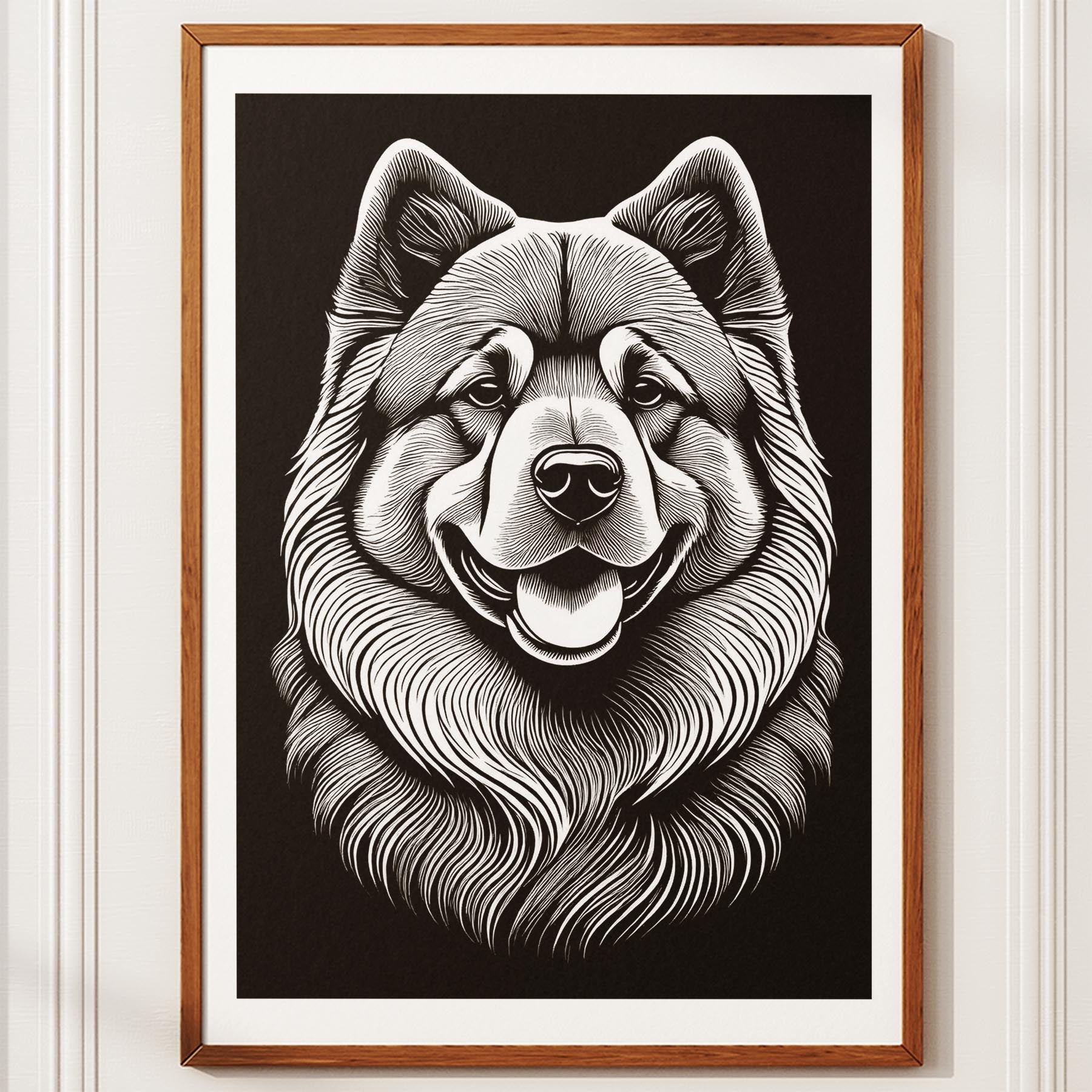 Chow Chow Line Dog Series in Black and White image 10
