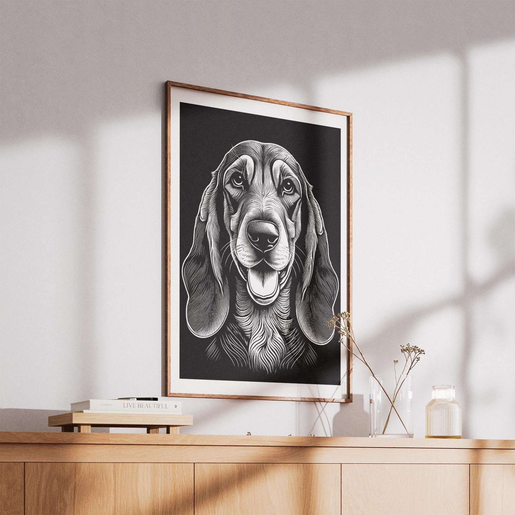 Bloodhound Line Dog Series in Black and White image 5