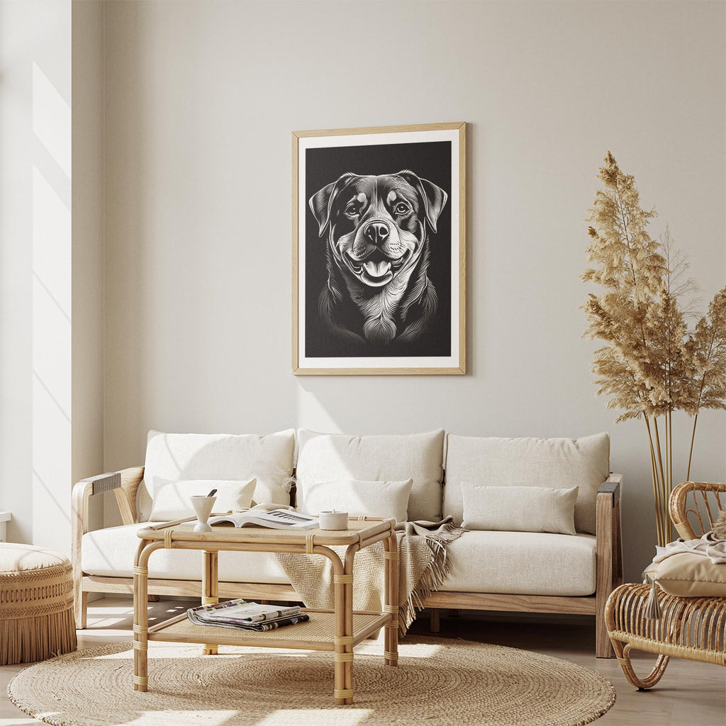 Rottweiler Line Dog Series in Black and White image 2