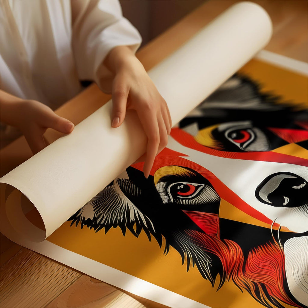 Border Collie Geometric Orange Series image 1