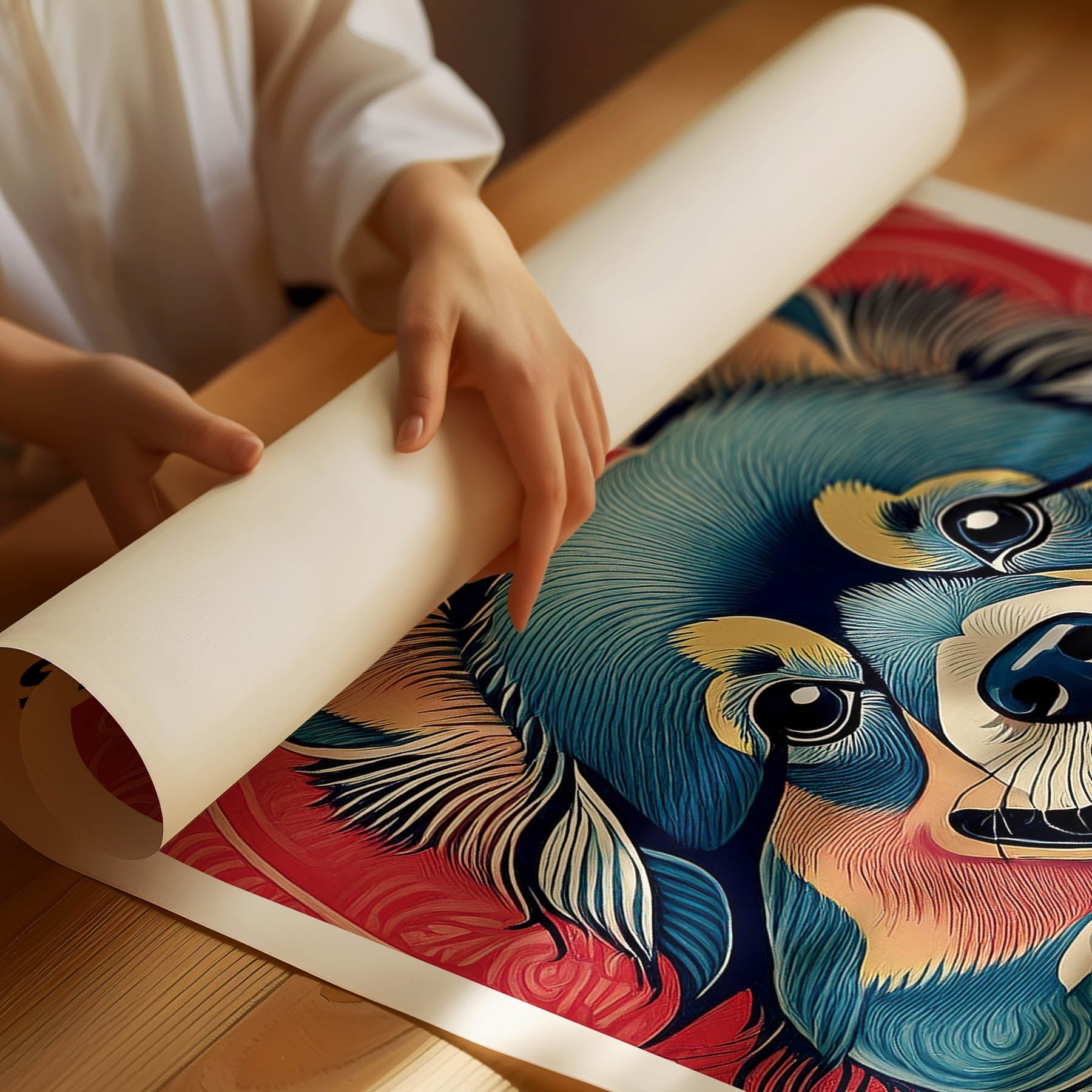 German Spitz Hokusai Japanese Inspired Dog Series with Text image 1