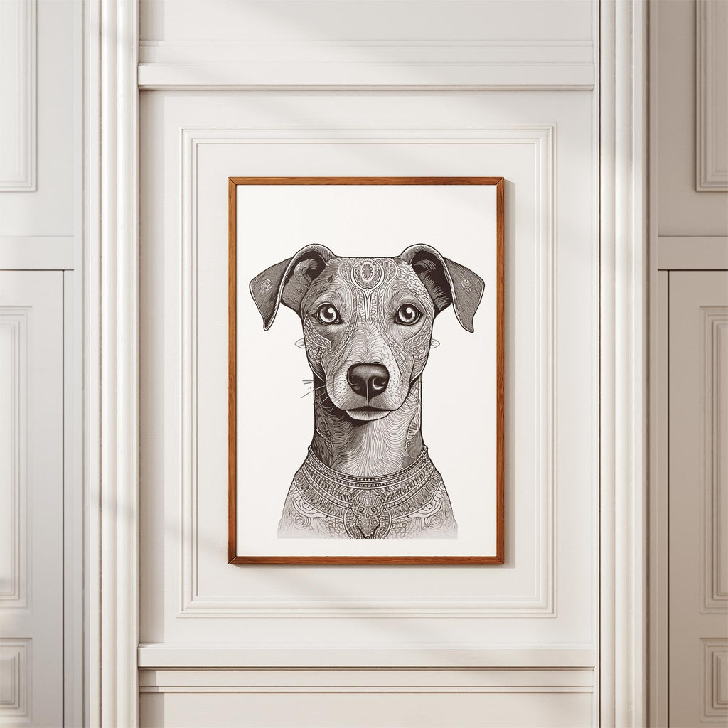 Whippet Mandala Black and White Dog Series image 3