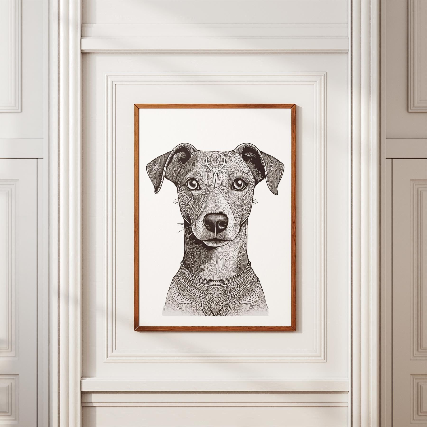 Whippet Mandala Black and White Dog Series image 3