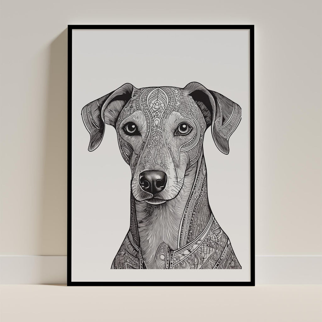 Greyhound Mandala Black and White Dog Series image 0