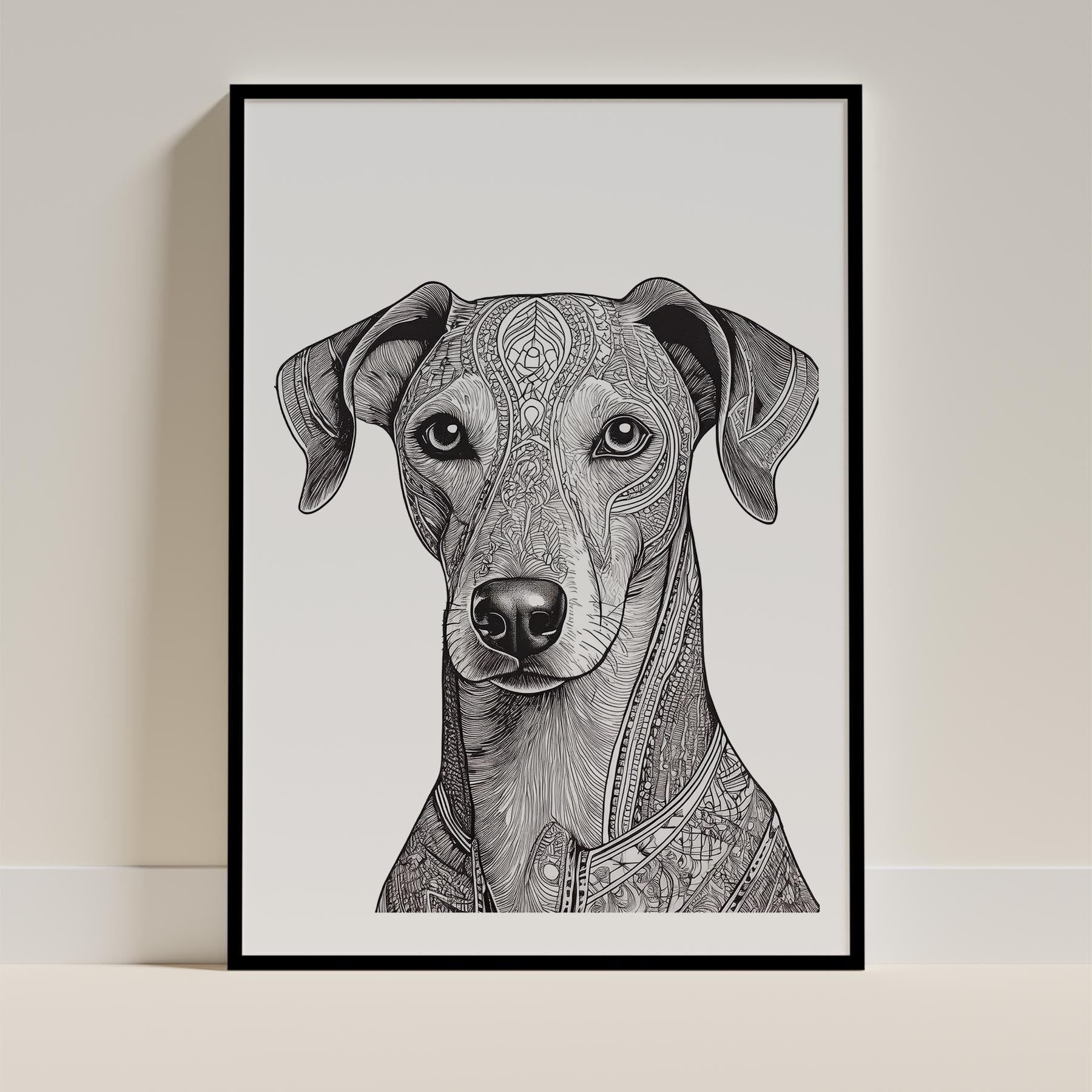 Greyhound Mandala Black and White Dog Series image 0