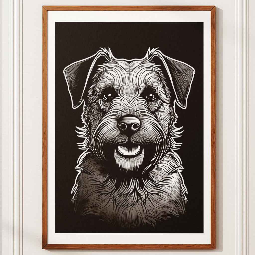 Border Terrier Line Dog Series in Black and White image 10