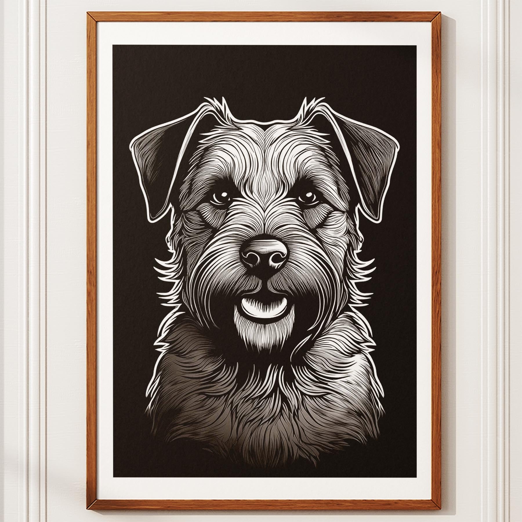Border Terrier Line Dog Series in Black and White image 10