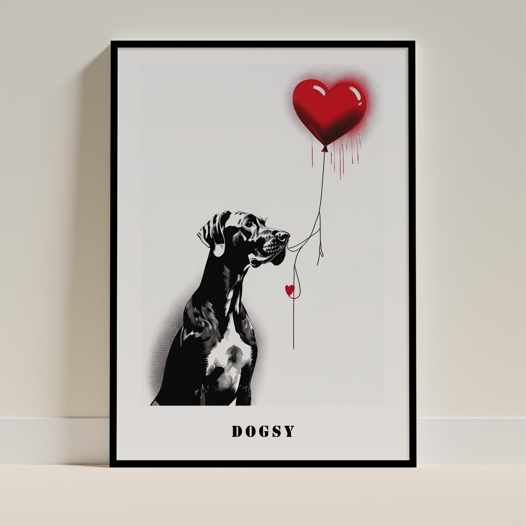 Great Dane DOGSY Series inspired by the Art of Banksy with text Dogsy image 0