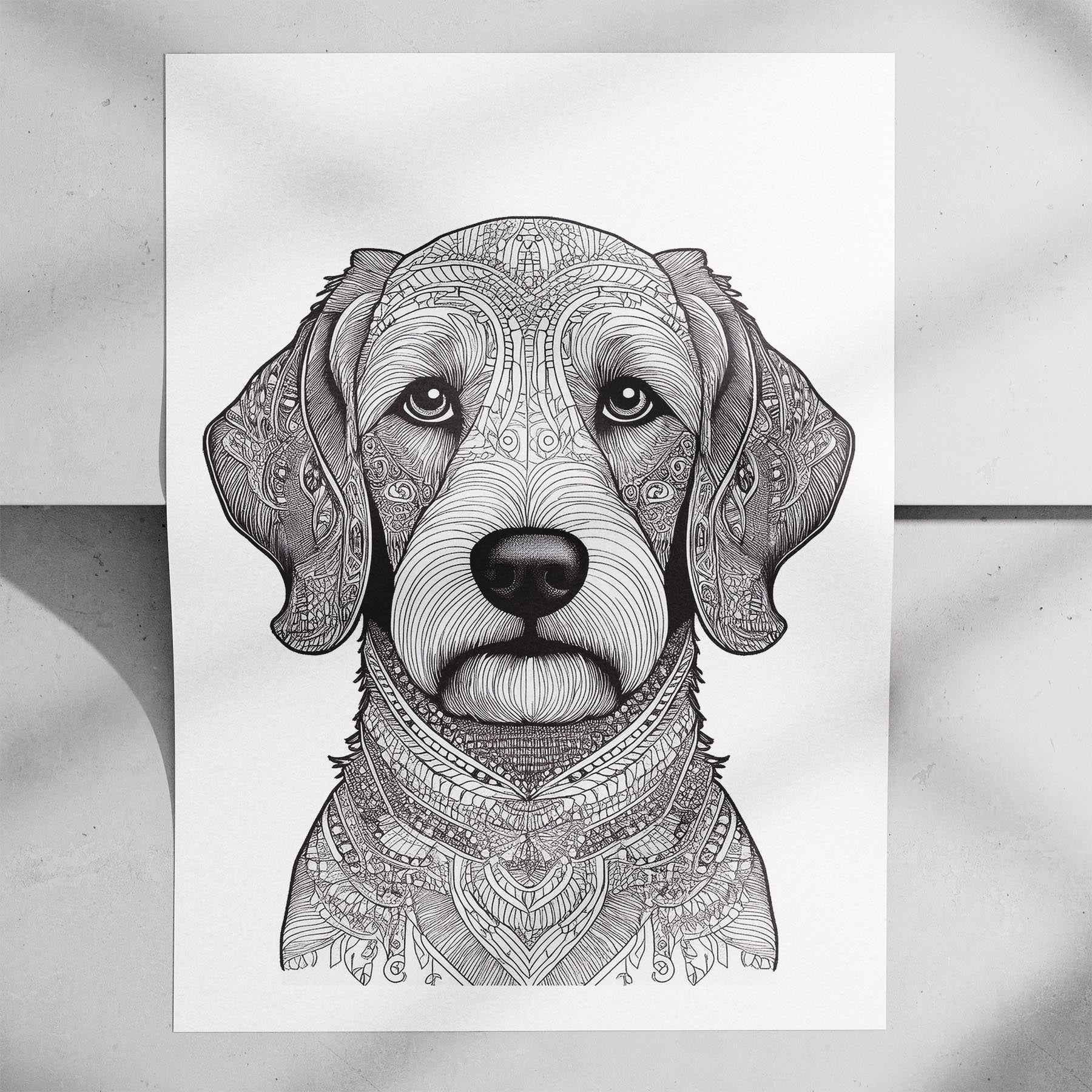 Groodle Mandala Black and White Dog Series image 7