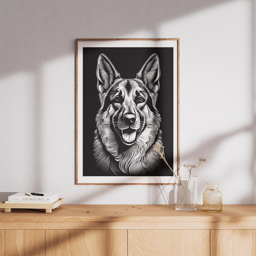 German Shepherd Line Dog Series in Black and White image 8