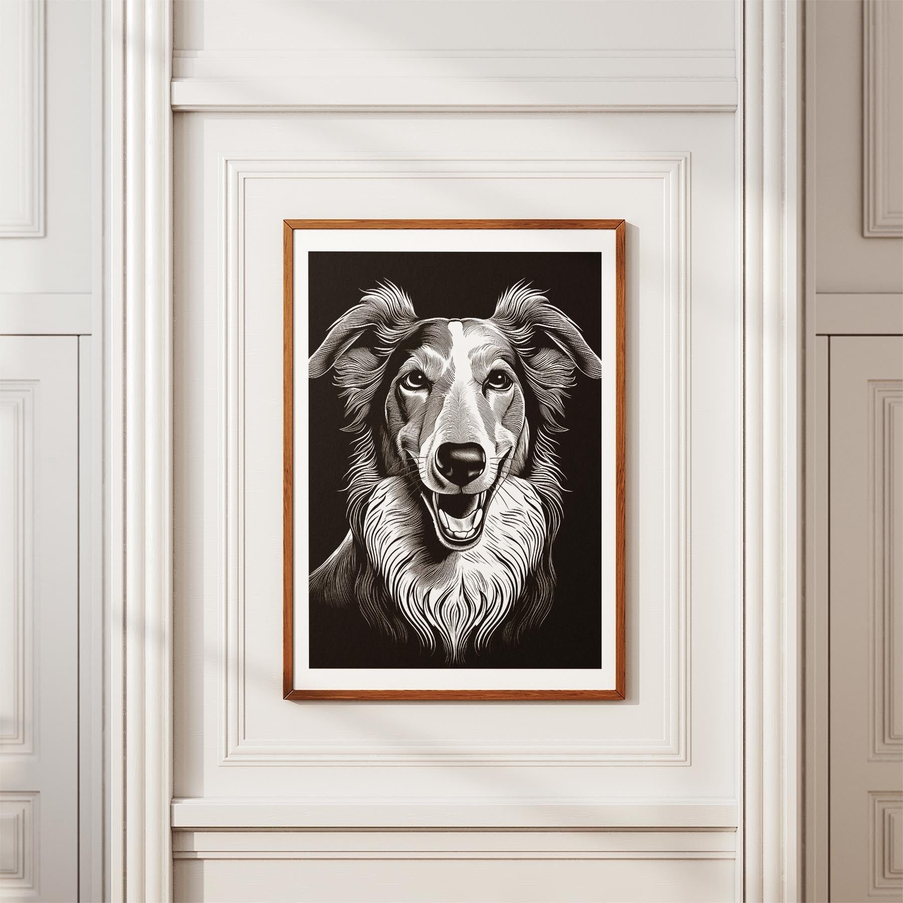 Borzoi Line Dog Series in Black and White image 3