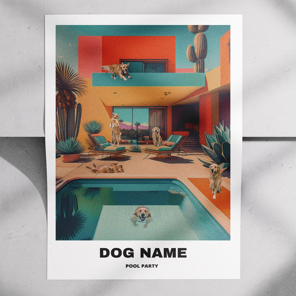 Golden Retriever Custom Pool Party WITH TEXT image 7