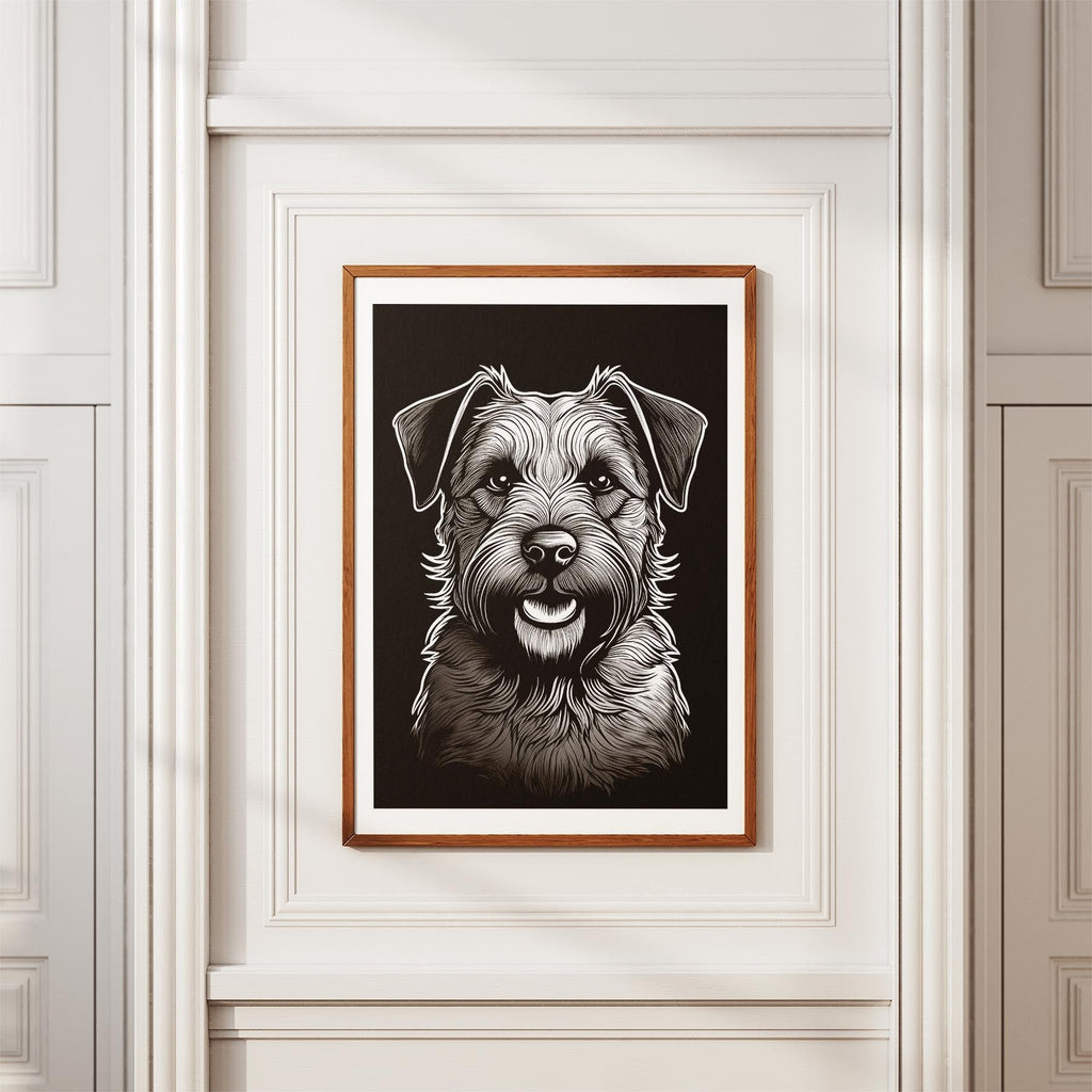 Border Terrier Line Dog Series in Black and White image 3