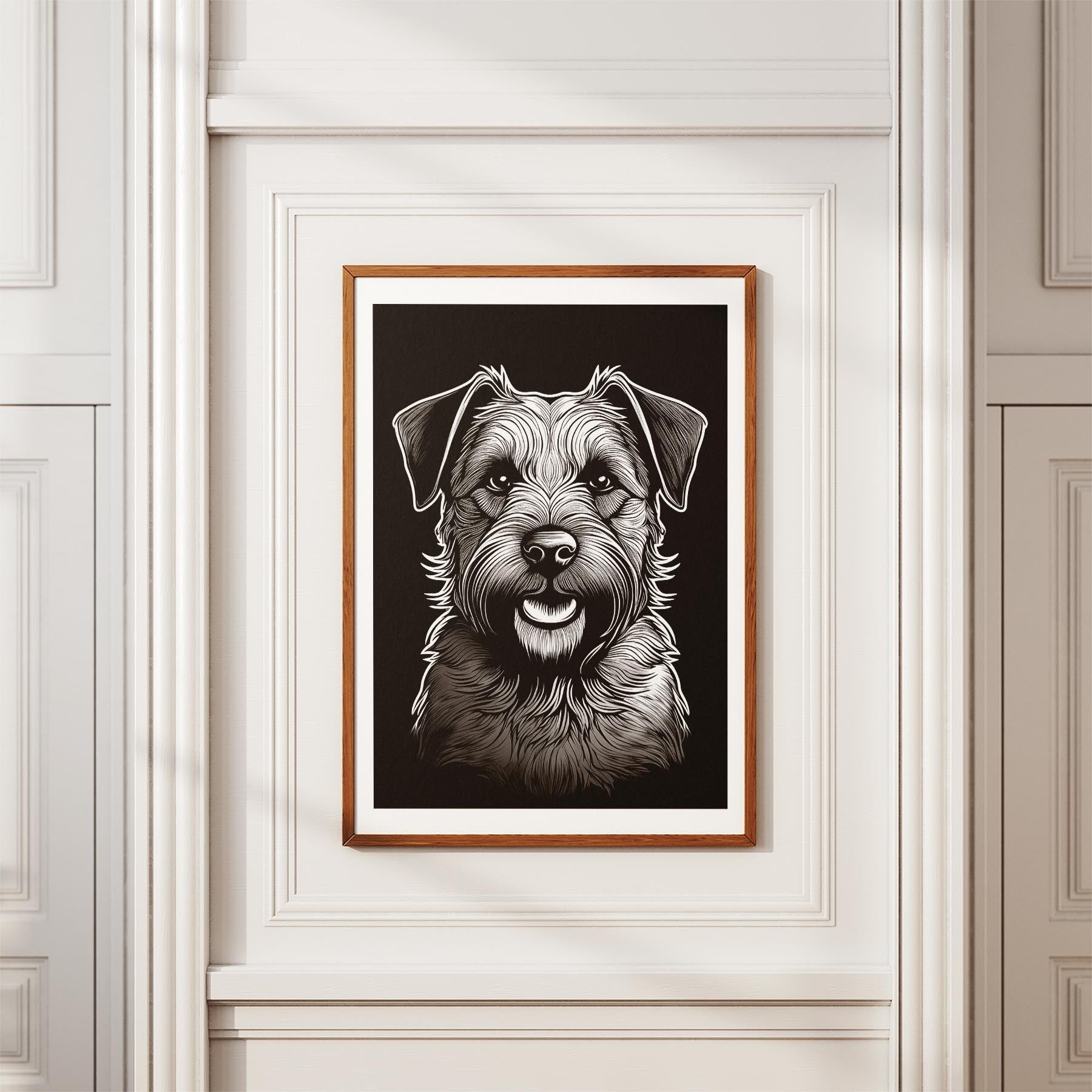 Border Terrier Line Dog Series in Black and White image 3