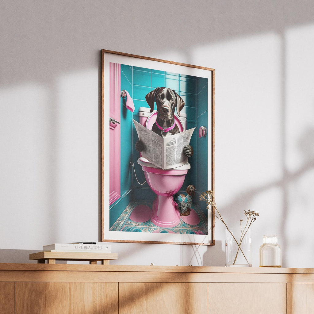 German Pointer Toilet Dogs PInk and Turquise image 5
