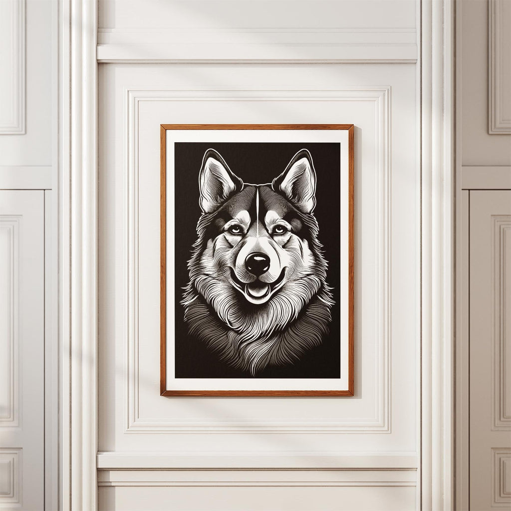 Alaskan Malamute Line Dog Series in Black and White image 3