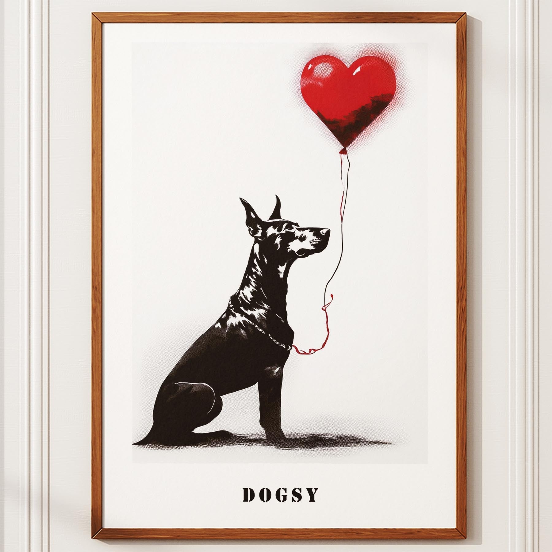Doberman DOGSY Series inspired by the Art of Banksy with text Dogsy image 11
